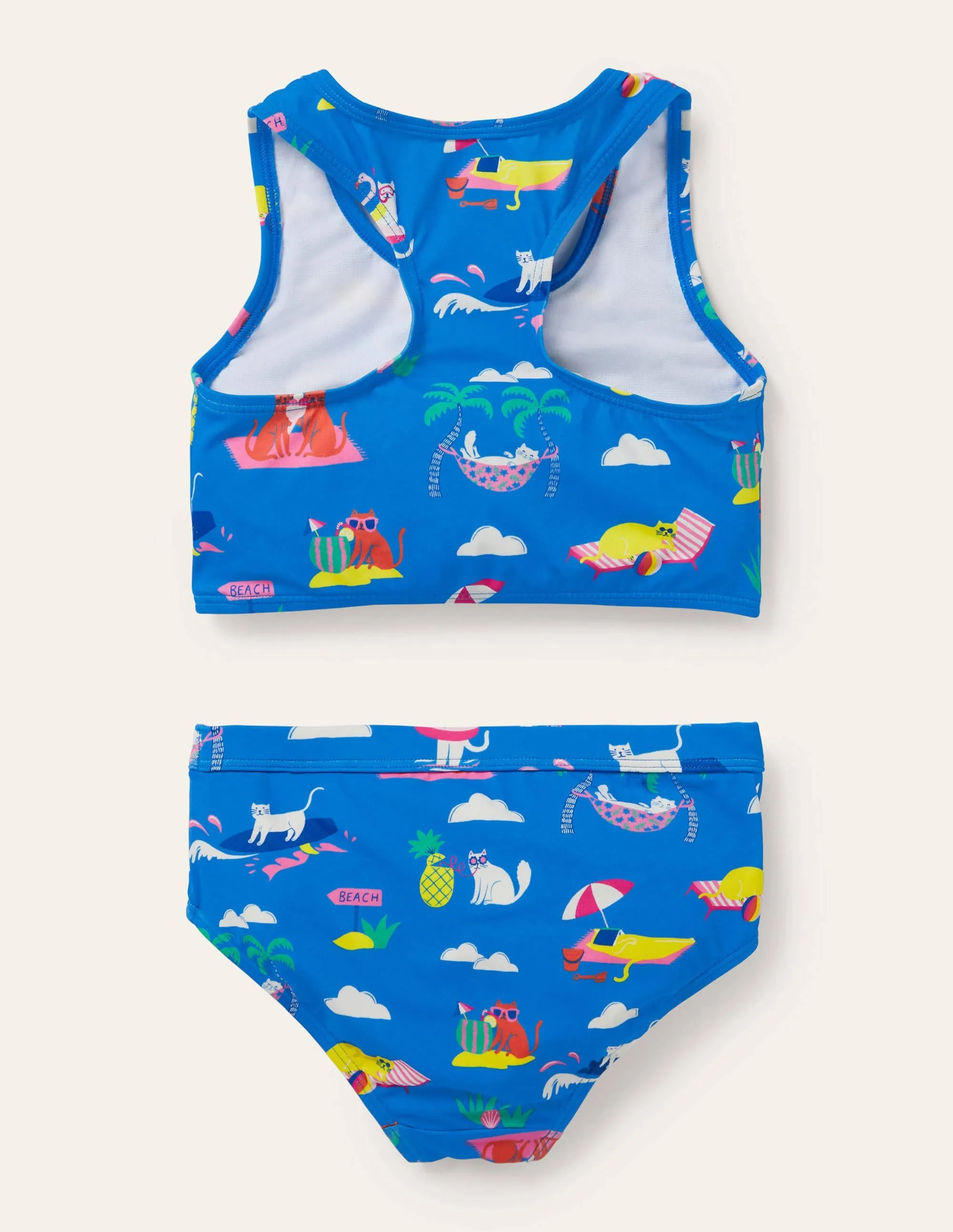 Racerback Bikini Set-Moroccan Blue Holiday Cats