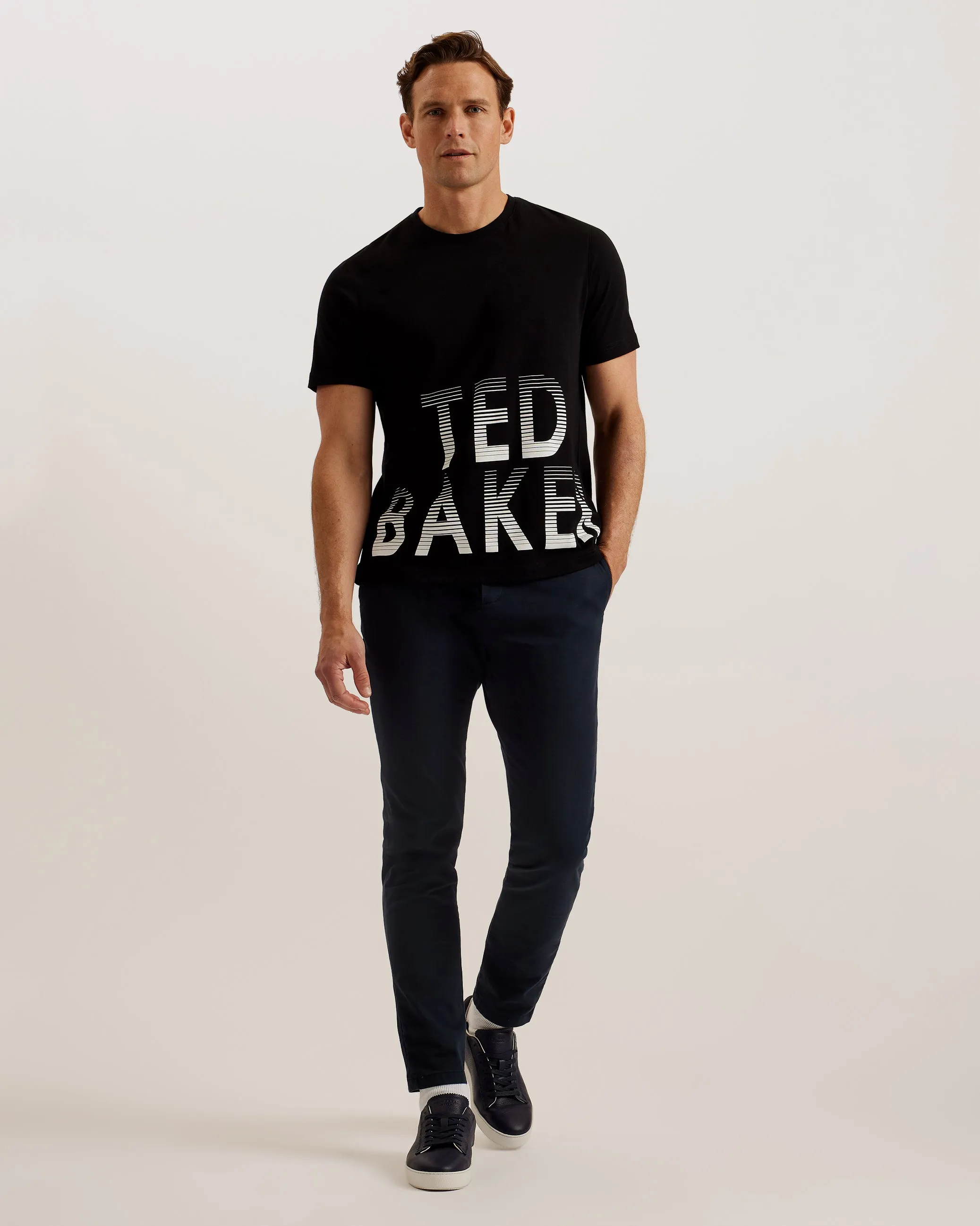 Ranber Short Sleeve Regular Branded T-Shirt Black