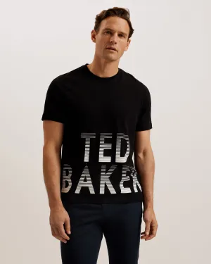 Ranber Short Sleeve Regular Branded T-Shirt Black