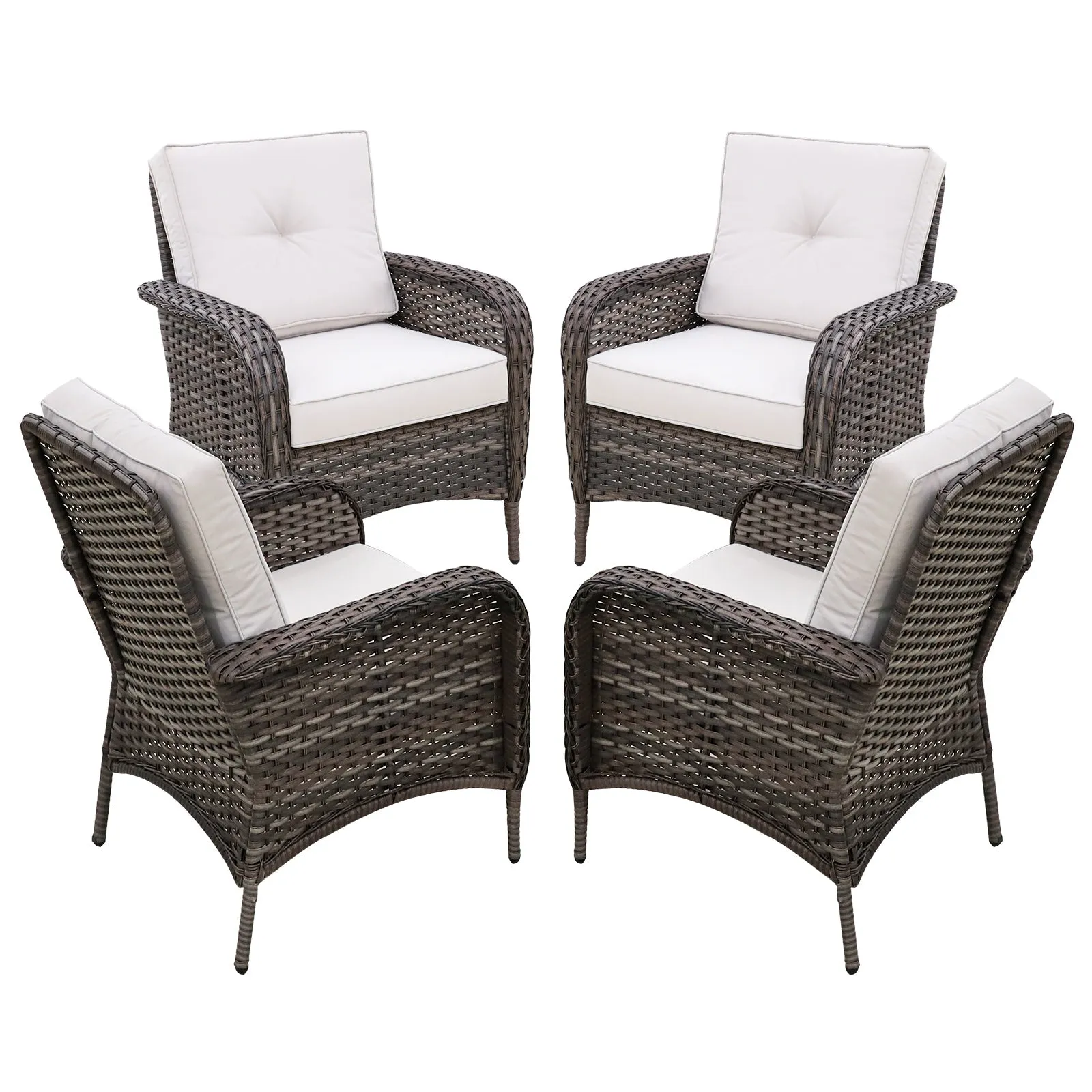 Rustic Veranda Outdoor Patio Chairs, Set of 4, Gray/Beige