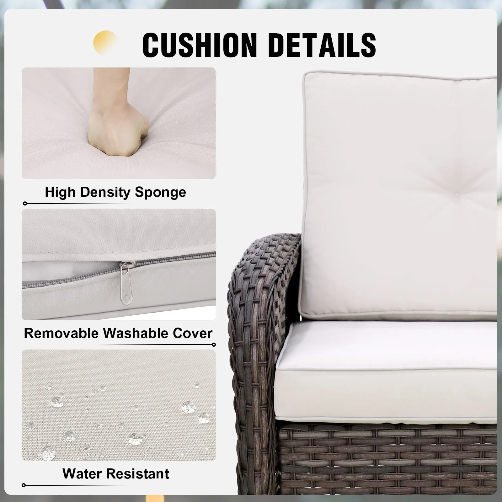 Rustic Veranda Outdoor Patio Swivel Rocking Chairs, Set of 2, Gray/Beige