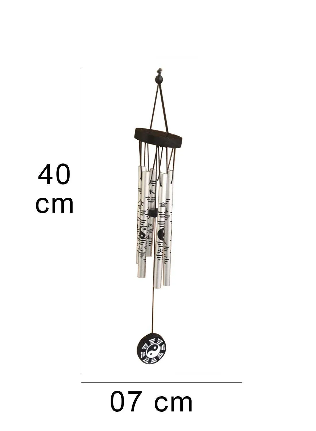 Ryme Vastu/Feng Shui Combo of Golden and Silver Color Wind Chimes with Yin Yang Printed on 5 Rods for Good Luck