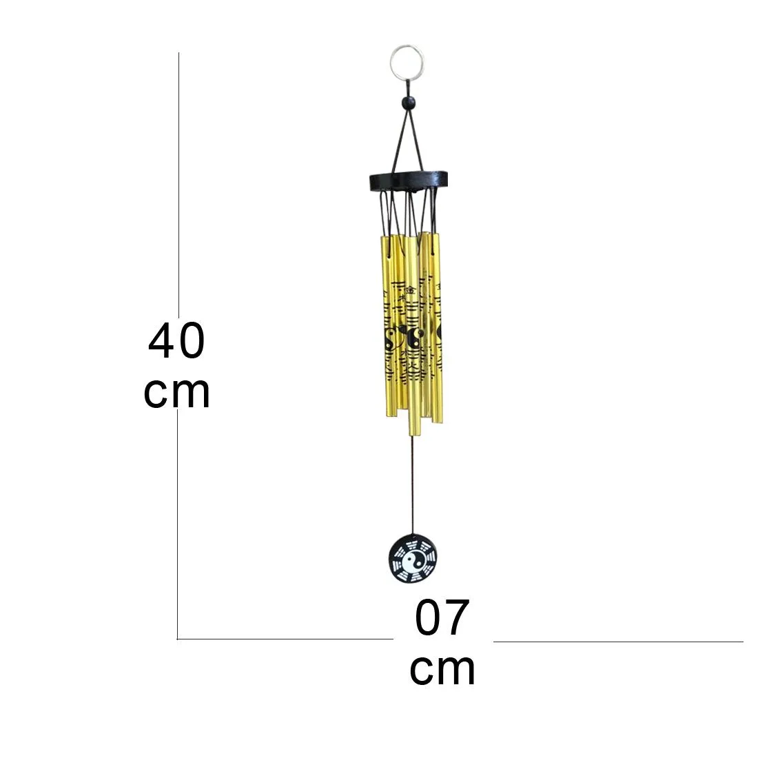 Ryme Vastu/Feng Shui Combo of Golden and Silver Color Wind Chimes with Yin Yang Printed on 5 Rods for Good Luck
