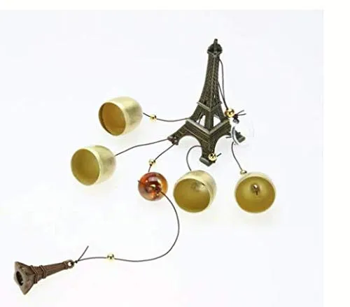 Shamsi Arts Gifts Eiffel Tower 4Bells Copper Wind Chimes Church Home Yard Garden Hanging Decor