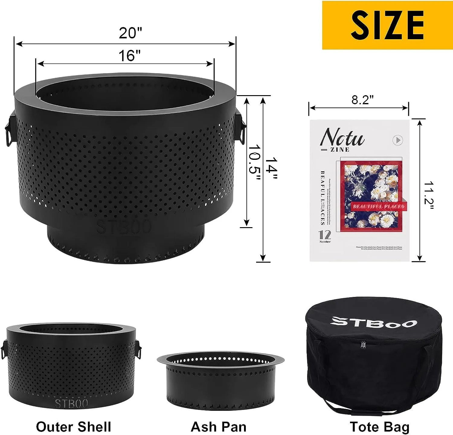 Smokeless Fire Pits for Outside with Portable Carrying Storage Bag, Outdoor Fireplace for Bonfire Picnic