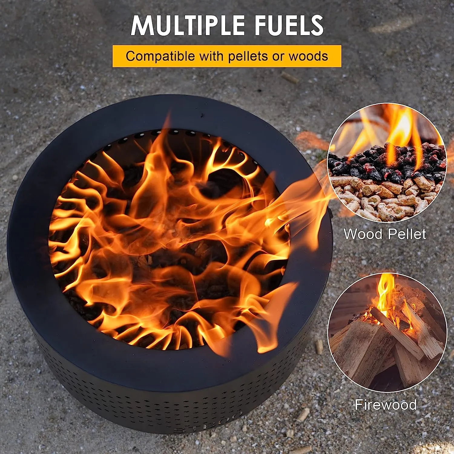 Smokeless Fire Pits for Outside with Portable Carrying Storage Bag, Outdoor Fireplace for Bonfire Picnic