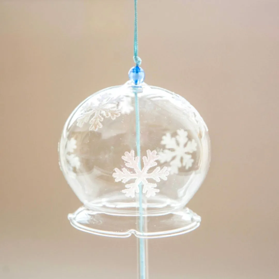 Snowflake Glass Blessing Bell | Flower Mouth Glass Wind Chime