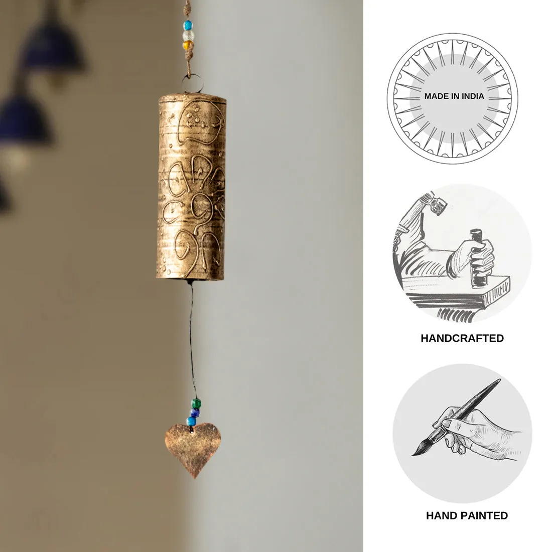 'Sonorous Ghantadi' Kutch Decorative Hanging Wind Chime (Golden)