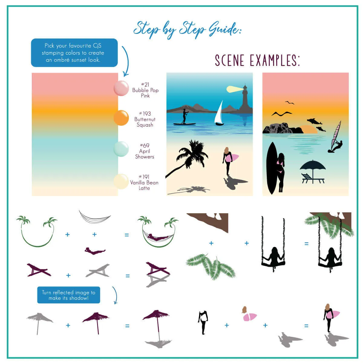Summer Silhouettes (CjS-305) Steel Nail Art Stamping Plate