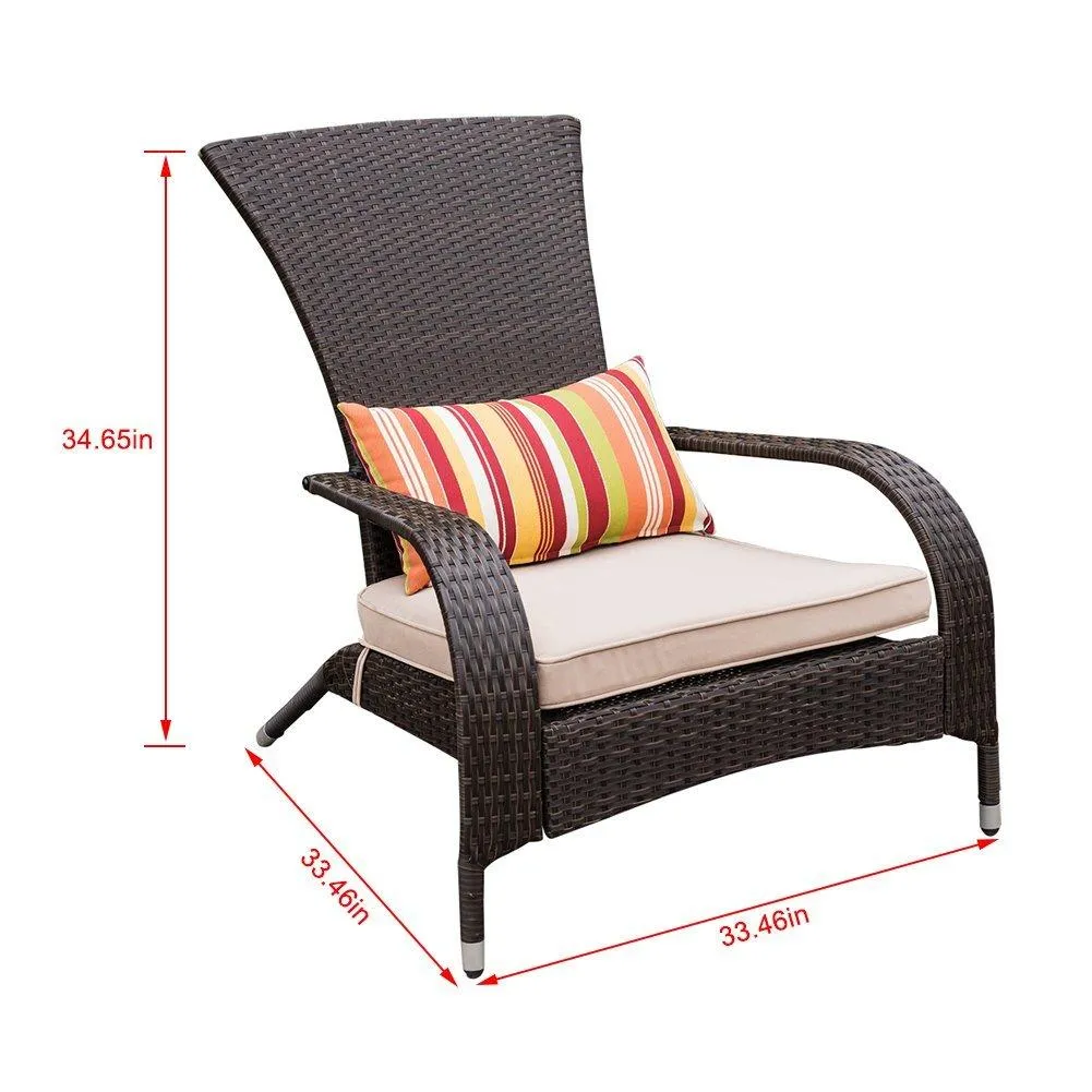 Sundale Outdoor Deluxe Wicker Adirondack Chair Outdoor Patio Yard Furniture All-weather with Cushion and Pillow