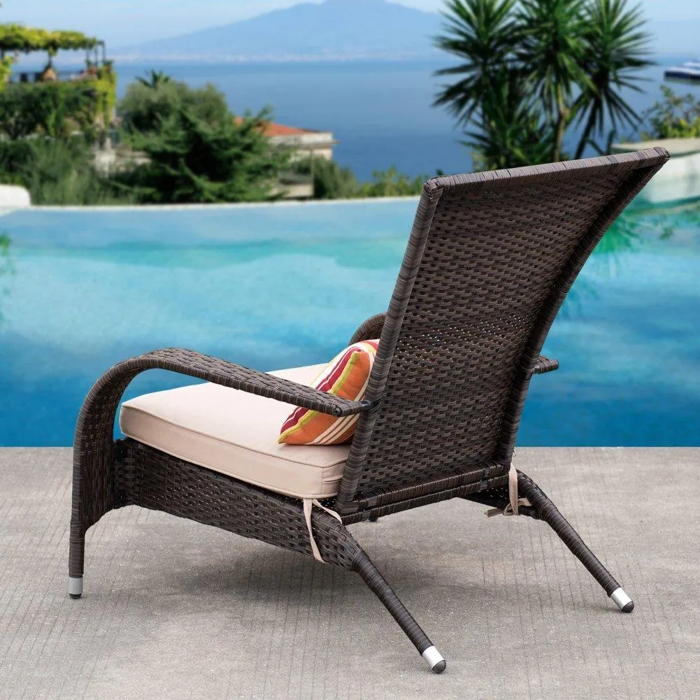Sundale Outdoor Deluxe Wicker Adirondack Chair Outdoor Patio Yard Furniture All-weather with Cushion and Pillow