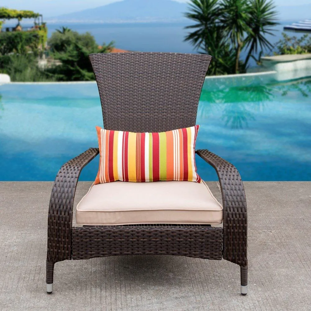 Sundale Outdoor Deluxe Wicker Adirondack Chair Outdoor Patio Yard Furniture All-weather with Cushion and Pillow