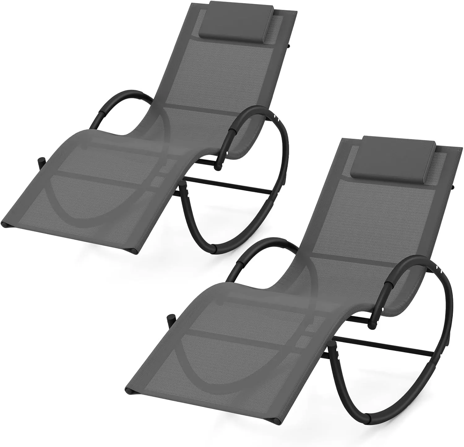 Tangkula Rocking Lounge Chair Outdoor, Zero Gravity Chaise Lounger with Removable Headrest, Fabric Backrest & Seat