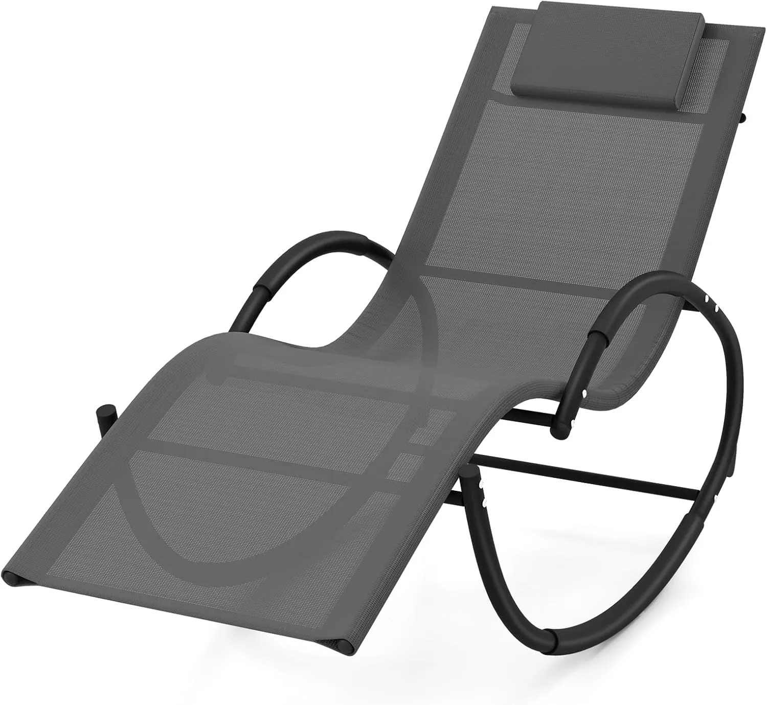 Tangkula Rocking Lounge Chair Outdoor, Zero Gravity Chaise Lounger with Removable Headrest, Fabric Backrest & Seat