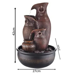 Trency Polyresin Brown Four Step Indoor Table Top Water Fountain with Adjustable Speed Control(Size: 27 * 42 * 27 cm)