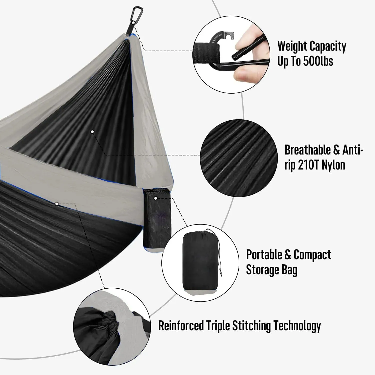 Ultra-Large Double Hammock Camping Survival Garden Hunting Leisure Hamac Travel Double Person with tree friendly straps