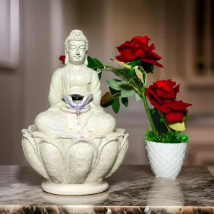 UrbCharm Polyresin Lotus Buddha Water Fountain for Home, Office, Garden (18 X 18 X 30Cm) Decor Items for Living Room | Best Gift for Any Occasion. Vastu Kamal Buddha Water Fountain