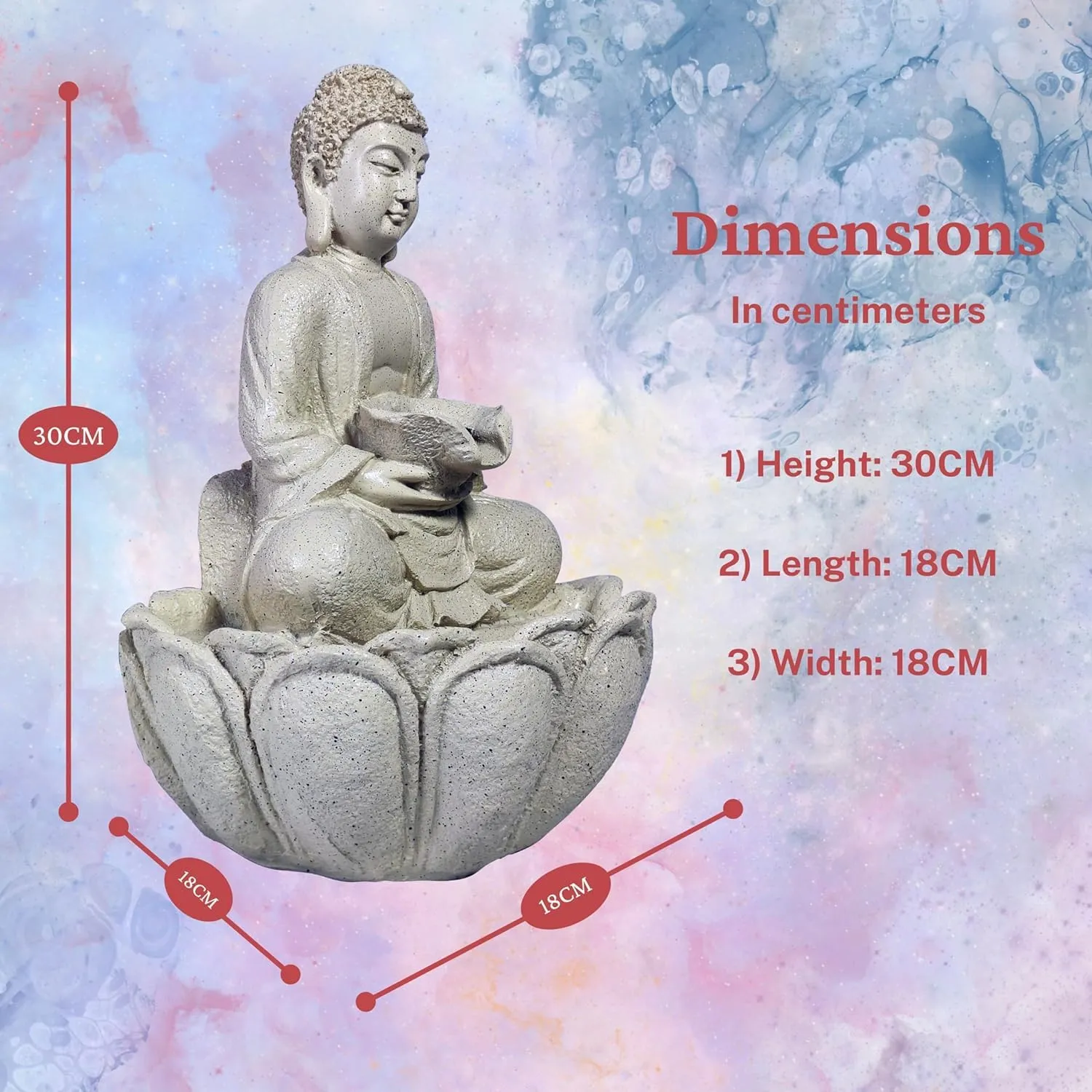 UrbCharm Polyresin Lotus Buddha Water Fountain for Home, Office, Garden (18 X 18 X 30Cm) Decor Items for Living Room | Best Gift for Any Occasion. Vastu Kamal Buddha Water Fountain