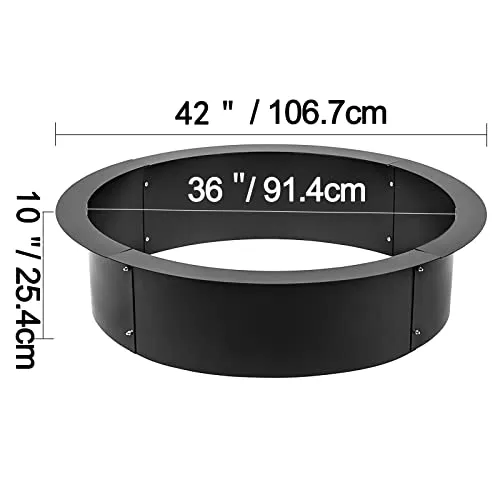 VBENLEM Fire Pit Ring 42-Inch Outer/36-Inch Inner Diameter, Fire Pit Insert 3.0mm Thick Heavy Duty Solid Steel, Fire Pit Liner DIY Campfire Ring Above or In-Ground for Outdoor