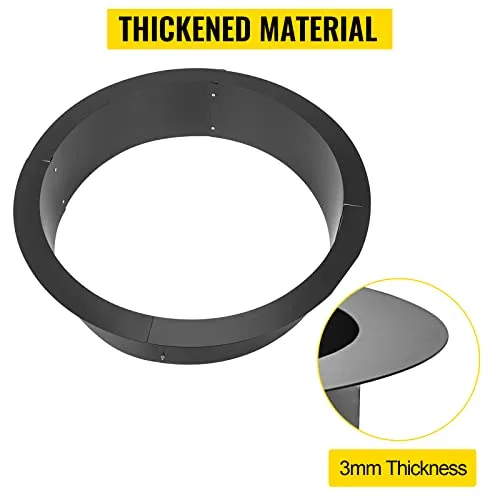 VBENLEM Fire Pit Ring 42-Inch Outer/36-Inch Inner Diameter, Fire Pit Insert 3.0mm Thick Heavy Duty Solid Steel, Fire Pit Liner DIY Campfire Ring Above or In-Ground for Outdoor