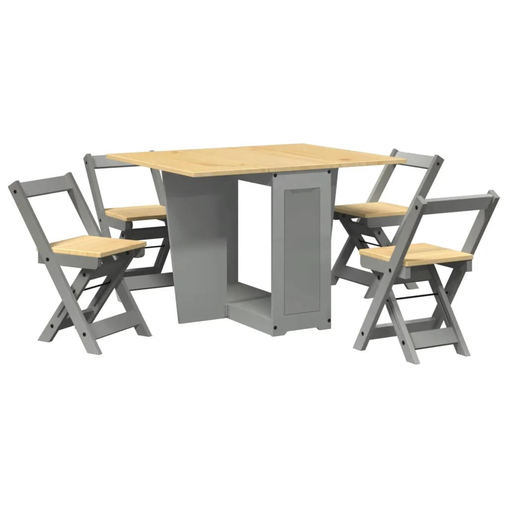 vidaXL 5 Piece Butterfly Dining Set - Foldable Grey Pinewood - Space-Saving & Versatile