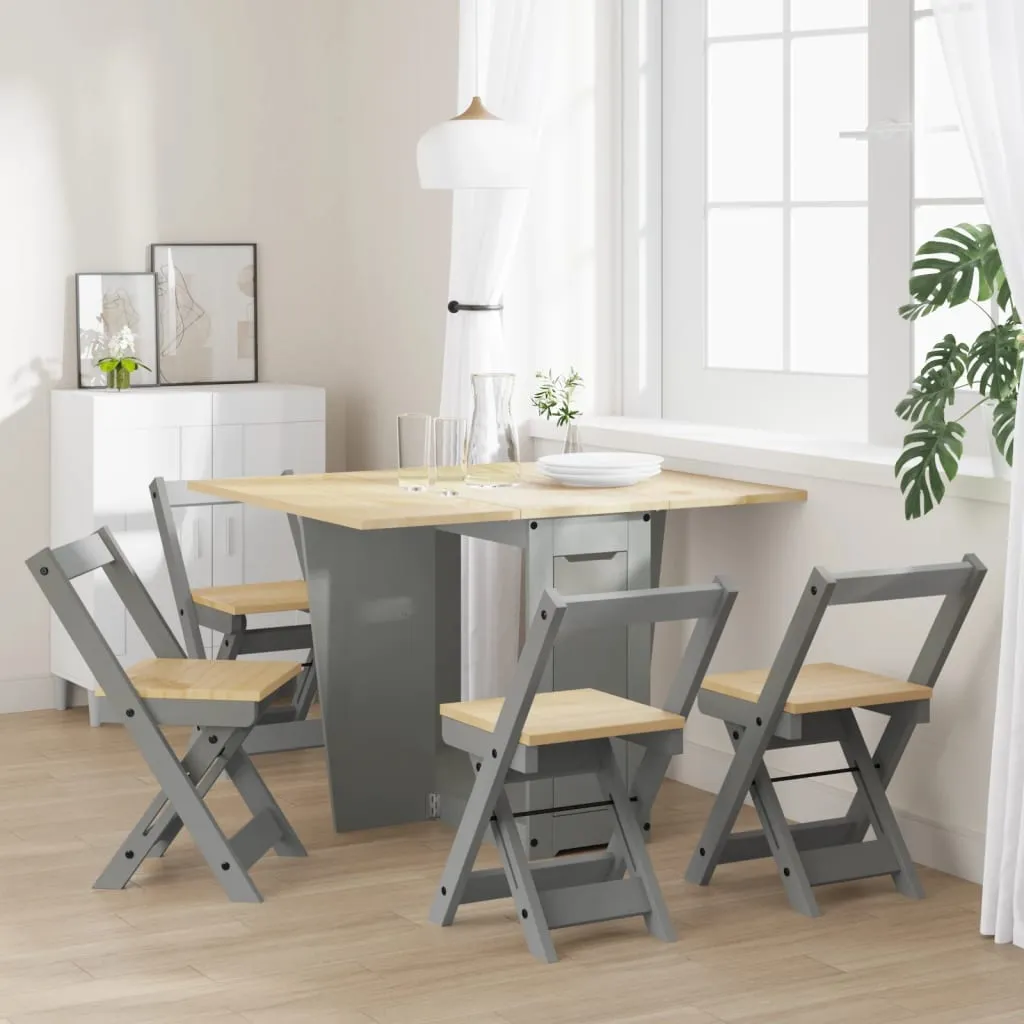 vidaXL 5 Piece Butterfly Dining Set - Foldable Grey Pinewood - Space-Saving & Versatile