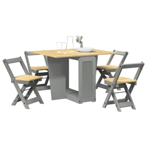vidaXL 5 Piece Butterfly Dining Set - Foldable Grey Pinewood - Space-Saving & Versatile