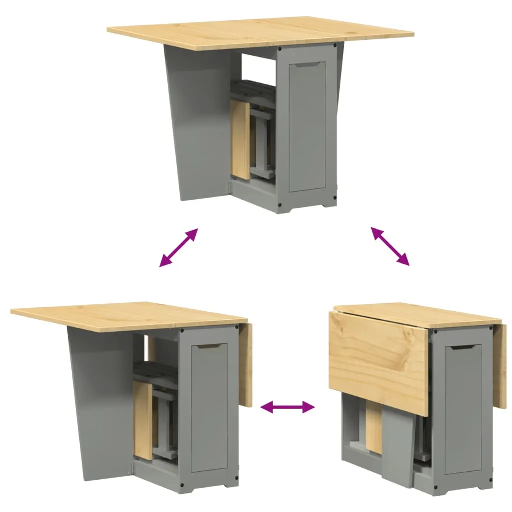 vidaXL 5 Piece Butterfly Dining Set - Foldable Grey Pinewood - Space-Saving & Versatile
