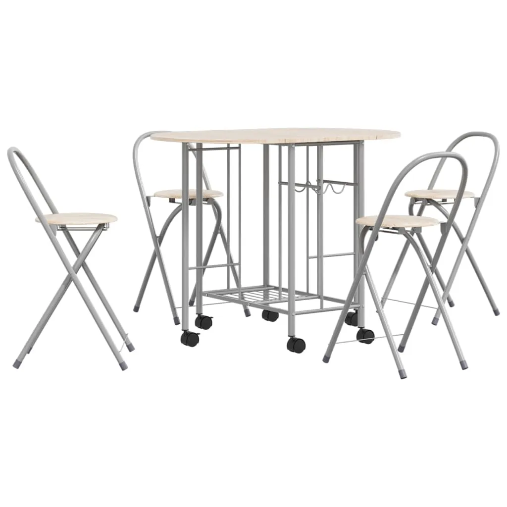 vidaXL Five Piece Folding Dining Set - Compact & Stylish MDF Dining Furniture | VidaXL
