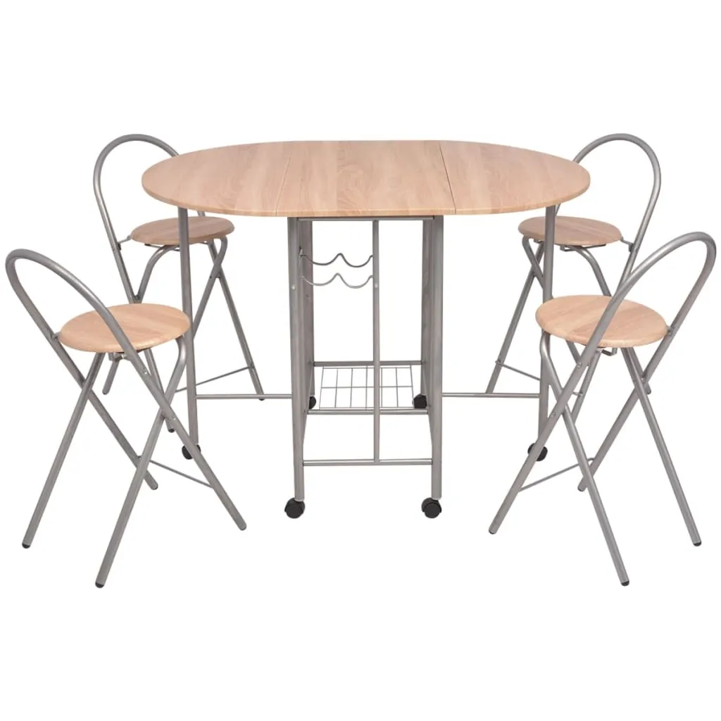 vidaXL Five Piece Folding Dining Set - Compact & Stylish MDF Dining Furniture | VidaXL