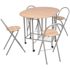vidaXL Five Piece Folding Dining Set - Compact & Stylish MDF Dining Furniture | VidaXL