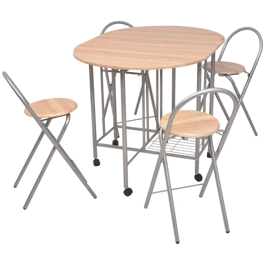 vidaXL Five Piece Folding Dining Set - Compact & Stylish MDF Dining Furniture | VidaXL