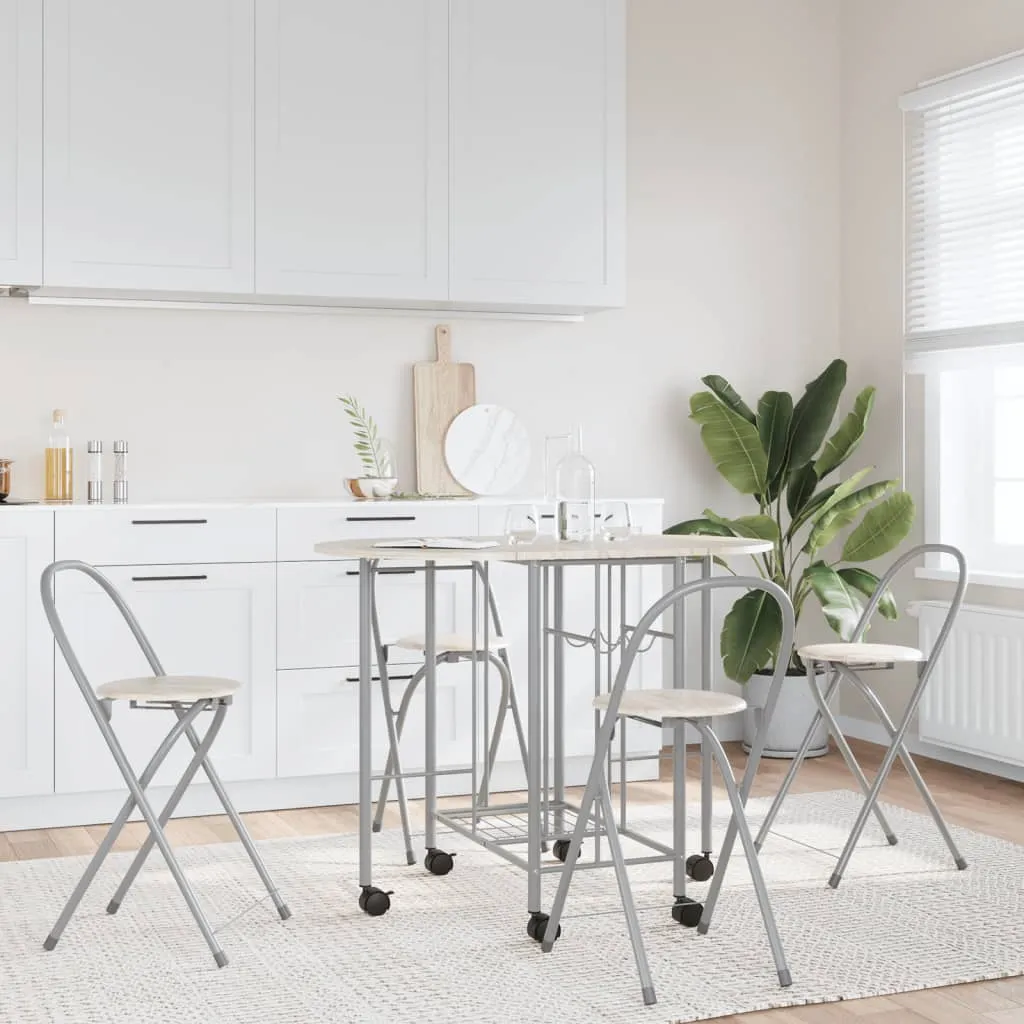 vidaXL Five Piece Folding Dining Set - Compact & Stylish MDF Dining Furniture | VidaXL