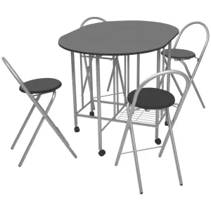 vidaXL Five Piece Folding Dining Set - Stylish & Space-Saving Black MDF Dining Solution