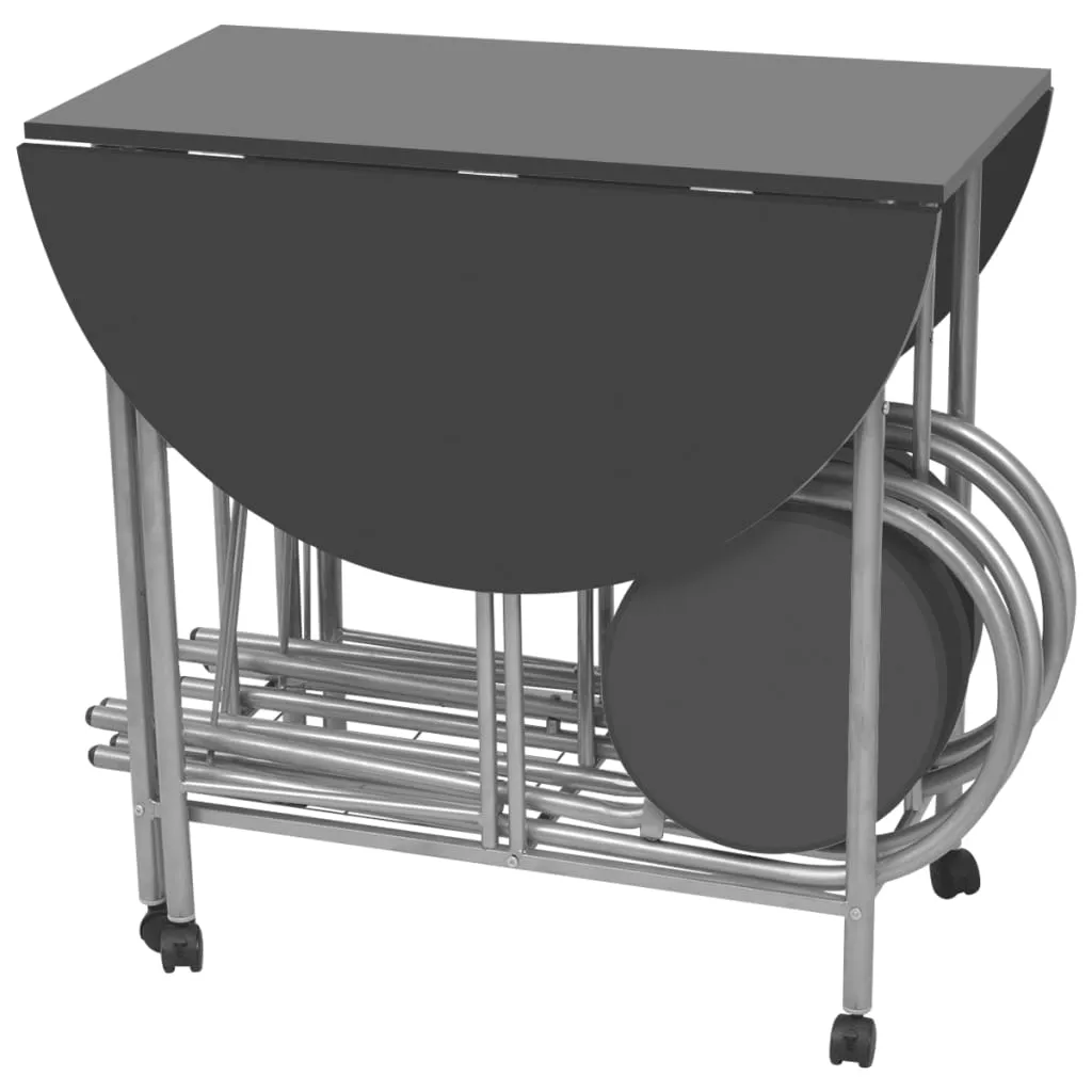 vidaXL Five Piece Folding Dining Set - Stylish & Space-Saving Black MDF Dining Solution