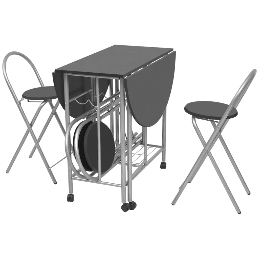 vidaXL Five Piece Folding Dining Set - Stylish & Space-Saving Black MDF Dining Solution