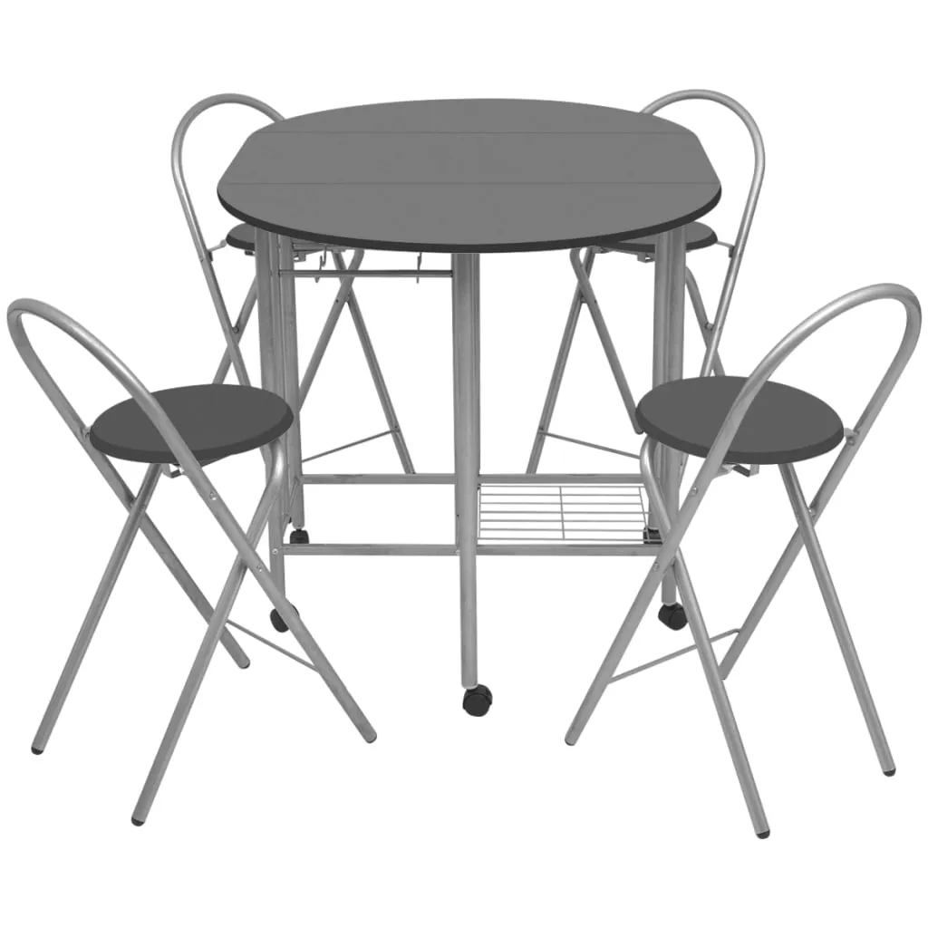 vidaXL Five Piece Folding Dining Set - Stylish & Space-Saving Black MDF Dining Solution