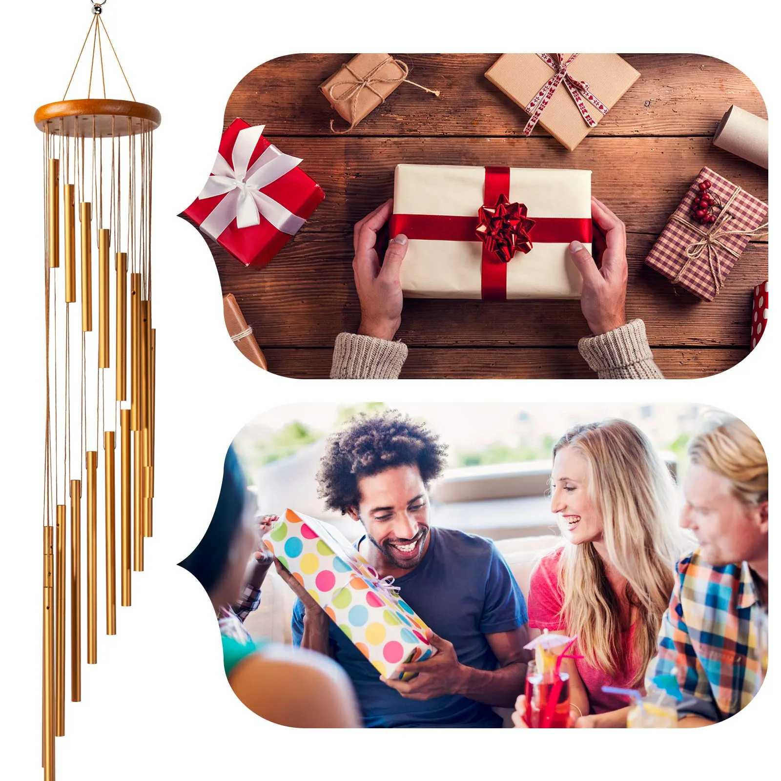 Wind Chimes, 36" Large Memorial Wind Chimes Outdoor with 18 Aluminum Alloy Tubes and Hook, Best Gift for Christmas,Mom,Grandma, Patio,Garden,Balcony, Courtyard and Outside Home Decor(1 Pack)