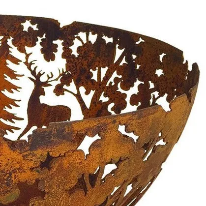 Woodland Laser Cut Rust Fire Bowl