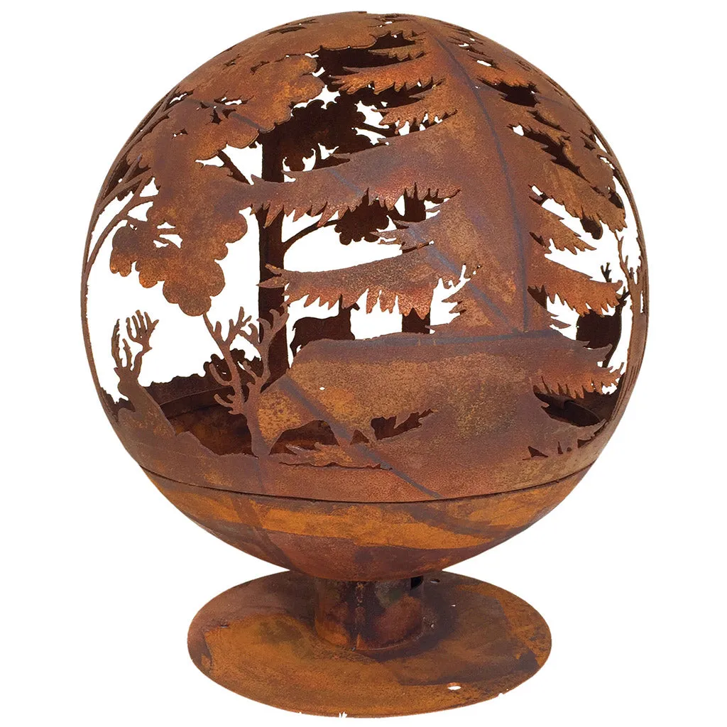 Woodland Laser Cut Rust Fire Globe