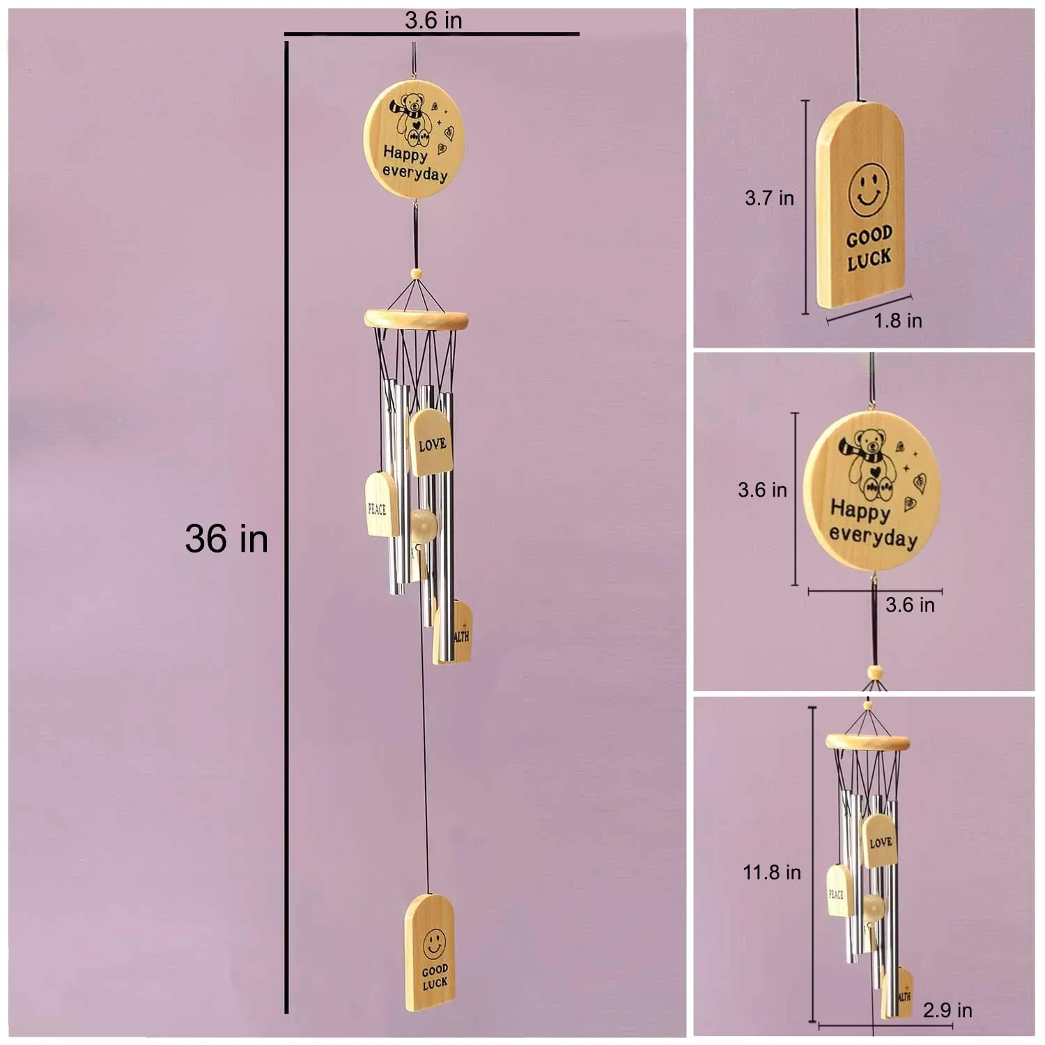 Zyozique ® Wind Chimes for Home Decorations, Hanging Happy Everyday Wind Chimes for Home Decoration and Balcony Decor with Melody Sound (Pack of 1)