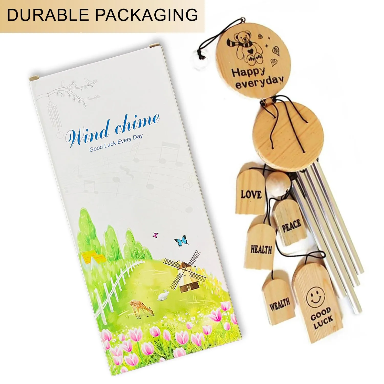 Zyozique ® Wind Chimes for Home Decorations, Hanging Happy Everyday Wind Chimes for Home Decoration and Balcony Decor with Melody Sound (Pack of 1)