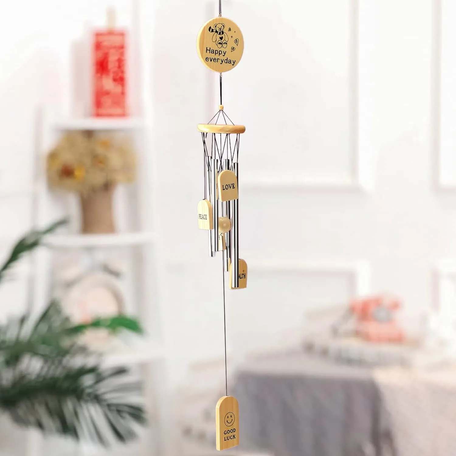 Zyozique ® Wind Chimes for Home Decorations, Hanging Happy Everyday Wind Chimes for Home Decoration and Balcony Decor with Melody Sound (Pack of 1)